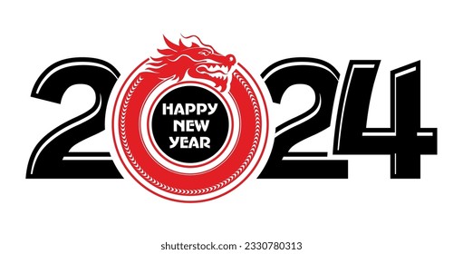 2024 chines dragon year symbol. Vector template for greeting card, poster, invitation 