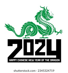 2024 chines dragon year symbol. Vector template for greeting card, poster, invitation 