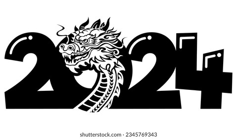 2024 chines dragon year symbol. Vector template for greeting card, poster, invitation 