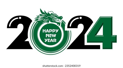 2024 chines dragon year symbol. Vector template for greeting card, poster, invitation 