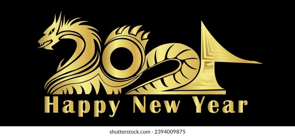2024 Chinese New Year, year of the Dragon. Chinese zodiac dragon in geometric flat modern style.