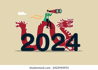 2024 Chinese new year, year of the dragon. Set of Chinese new year posters, New perspective in the new year.