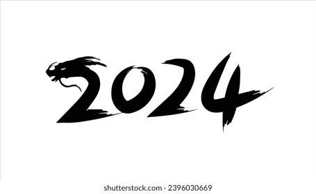 2024 Chinese Year of the Dragon calligraphy vector illustration