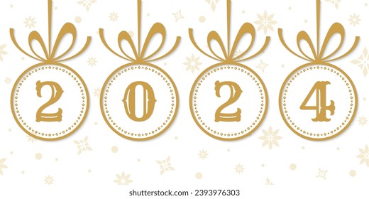 2024 Christmas ball design. New Year Celebration banner, holiday background, greeting card design. Vector illustration.