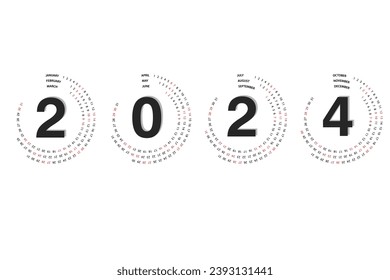 2024 circle creative calendar template concept design