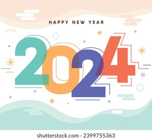 2024 colorful new year greeting background illustration