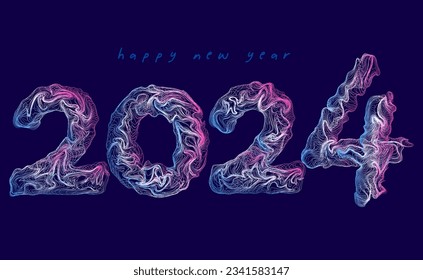 2024 colorful typography concept. Happy New Year.