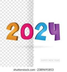 2024 colourful text happy new year text design, 3d, colour number vector illustration, concepts for greeting card, web post and banner