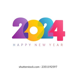 2024 creative logo. Calendar title concept. Planner cover design. Isolated colorful number 20 24. Modern colors. A Happy New Year 2024 congratulations template. Decotative graphic. White background.