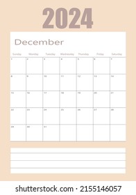 2024 December illustration vector desk calendar weeks start on Monday green and white theme