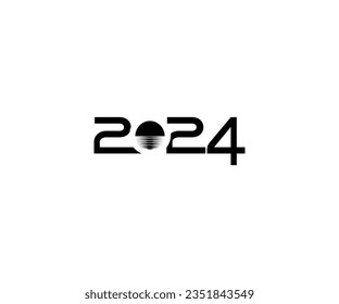 2024 Design Illustration, flat, simple, memorable and eye catching, can use for Calendar Design, Website, News, Content, Infographic or Graphic Design Element. Vector Illustration