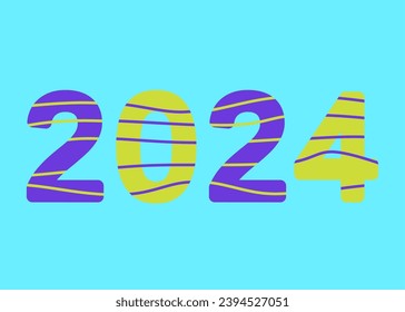 2024 design, illustration of numbers with a combination of lines in it, vector design suitable for banners or backgrounds
