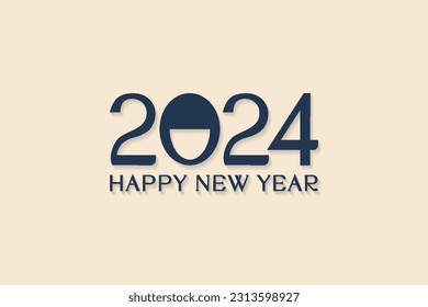 2024 design template, happy new year greeting with smile, for poster, calendar and greeting card