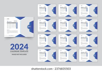 2024 Desk calendar design, corporate desk calendar schedule 2024 monthly planner template, Calendar Planner Template. Vector layout