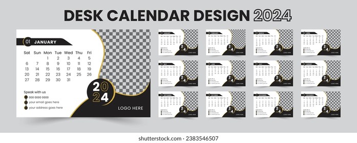 diseño del calendario de escritorio de 2024,
 Calendario de escritorio moderno2024,Feliz año nuevo, estilo de moda mínimo, diseño del calendario de escritorio, calendario de tabla