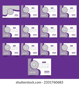 plantilla de diseño del calendario de escritorio de 2024