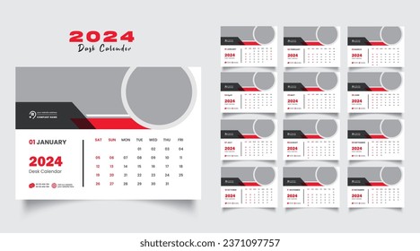 2024 desk calendar design template