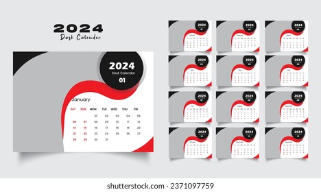 2024 desk calendar design template