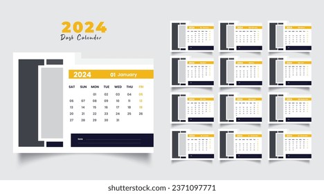 2024 desk calendar design template