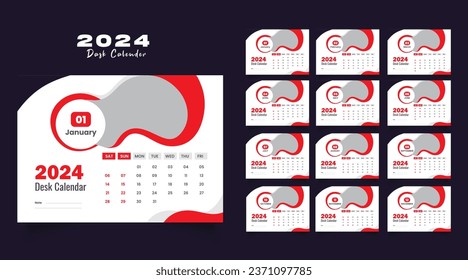Design-Vorlage für den Schreibtischkalender 2024