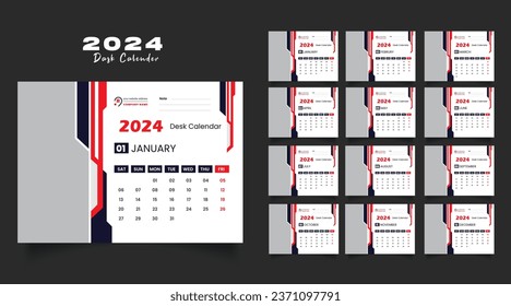 plantilla de diseño del calendario de escritorio de 2024