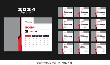 2024 desk calendar design template