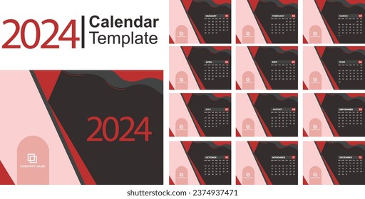 2024 desk calendar template prtintable