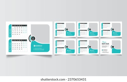 2024 Deskwall Calendar Vector Set design template