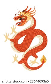 2024 Dragon Lunar Chinese New Year card. Traditional asian character. Modern Geometric Chinese pattern. Asian motif. Flat vector illustration EPS10.