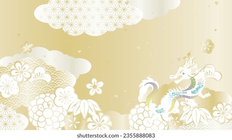 2024 dragon year Japanese style background illustration material