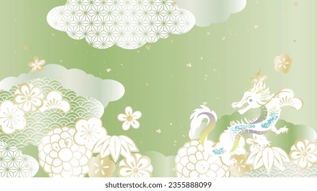 2024 dragon year Japanese style background illustration material