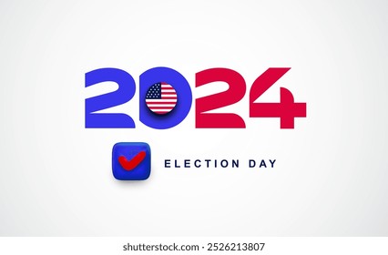 2024 Día de las elecciones Diseño de EE.UU. Plantilla Voto americano, diseño creativo para Anuncio de debate político o invitación de campaña. Día de las elecciones de Vector 2024. Cartel de la campaña de votación del presidente de Estados Unidos para el Anuncio.