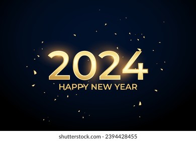 2024 elegant happy new year vector illustration . gold and navy