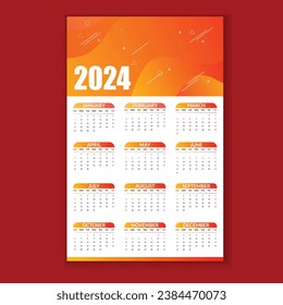 2024 english typographic abstract gradient calender poster. yearly planner design.