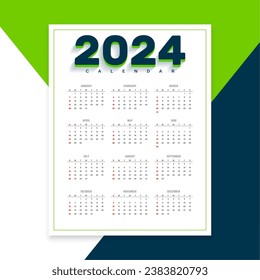 2024 event planner calendar layout full page printable design vector