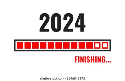 2024 finishing progress bar, white background vector illustration