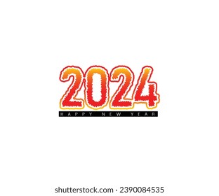 2024 fire effect text design vector 