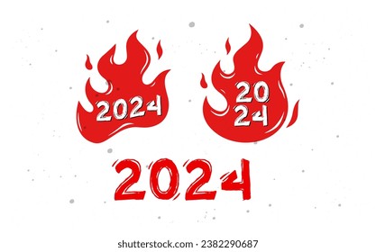 2024 - fire emblem sticker design symbol of celebratory spirit welcoming the new year 2024. symbol of flames and 2024 technology