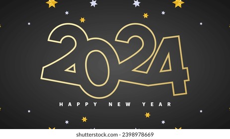 2024 font design for New Year's Day , on black background , Number design template,  Vector illustration EPS 10