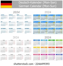 2024 German Mix Calendar Mon-Sun on white background