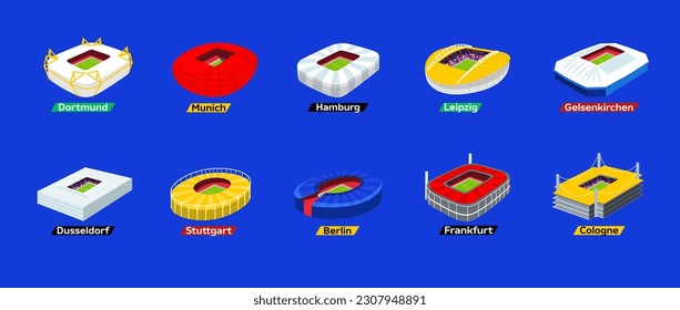 2024 Germany Football stadium. Set for Football arenas. Soccer stadiums buildings. svg