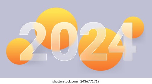 2024 glass morphism horizontal vector illustration