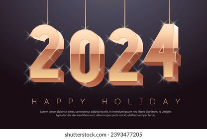 2024 greeting card 3d modern typography style