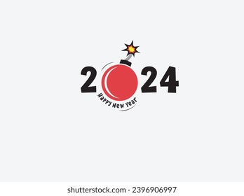 2024 greetings. A grenade with New Year concepts. Happy New Year greetings. vector illustrations