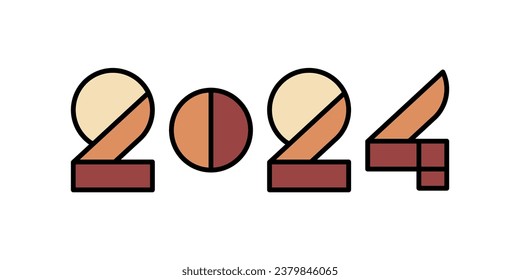 2024 Hand Drawn Illustration for Happy New Year or Calender