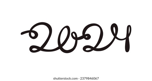 2024 Hand Drawn Illustration for Happy New Year or Calender