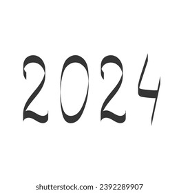 2024 hand drawn numbers. Calligraphy fonts, lettering. Decorative elements for calendar. Happy 2024 new year.  Vector