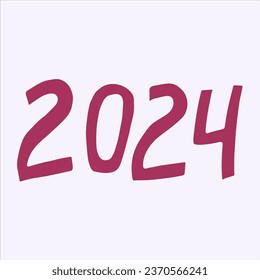 2024 - números hechos a mano. Ilustración de letras creativas para afiches de Año Nuevo, tarjetas de felicitación, etc.