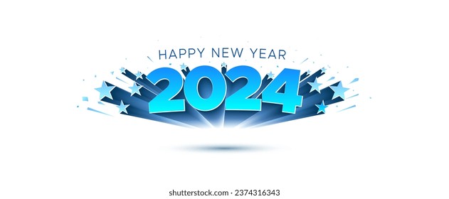 2024 Happy New Year 3d text design. New Year celebration poster, banner, greeting card, template design.