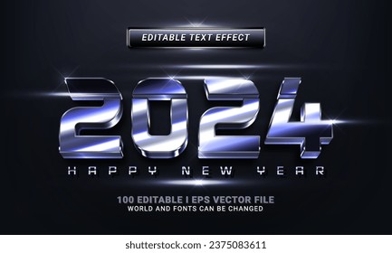 2024 feliz efecto de texto de estilo 3d año nuevo feliz